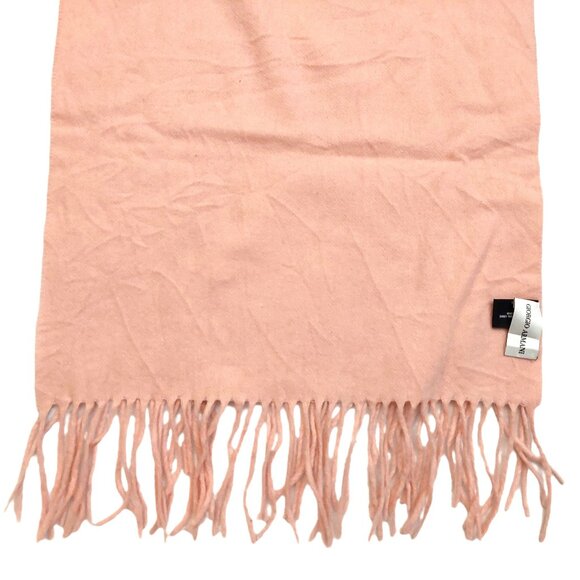 GIORGIO ARMANI Luxury Designer Vintage Logo Embroidered Pink Wool Scarf - Picture 10 of 16